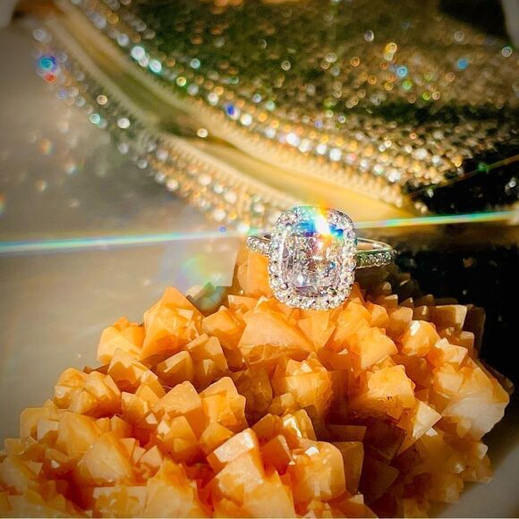 ♥️ Engagement ring, Oval Cushion 4.0 Ct. 14K Ring, by Birkat Elyon size 5 1/2 - Picture 1 of 16